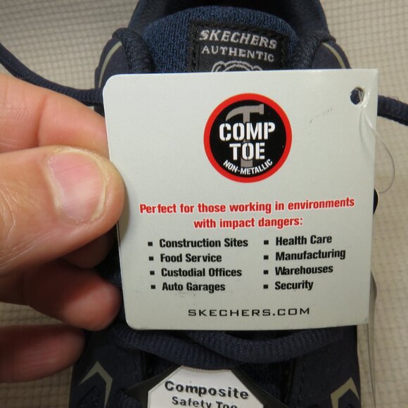 Skechers Malad II 200127 Composite Toe Work Shoes ASTM Navy/Tan Men\'s 7.5 NWT main image 10
